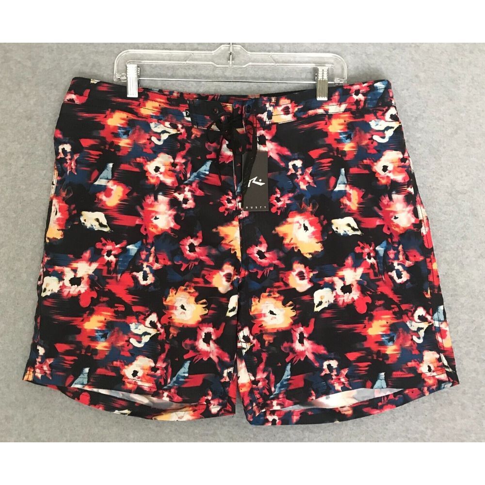 NEW! Rusty Brand Boardshorts Mens‎ size 38 Mulitcolor Shorts Pocket MSRP $29.99